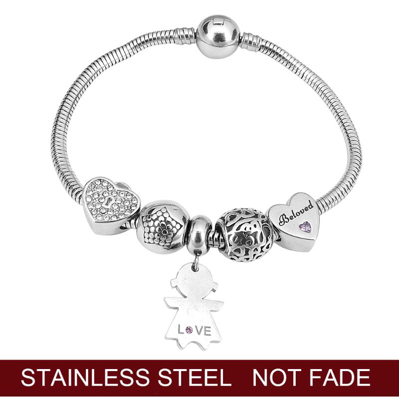 

Women Silver Plated Bracelet Snake Chain with Classic Bead Barrel Clasp Fits All Pandoras Beads