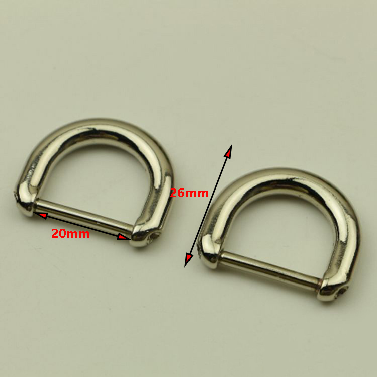 

D Ring Belt Hook Buckles Screw 20mm Metal Bags Dee Clasp Handbag Strap Clips Handle Connector Hanger DIY Craft accessories