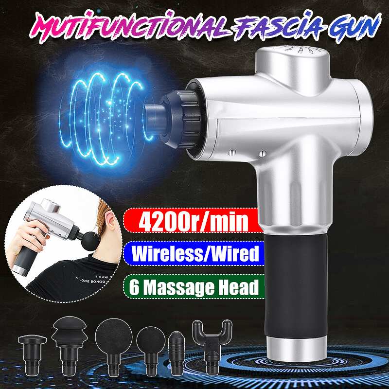 

4000r/min Muscle Massage Gun Powerful Tissue Massager Management Training Exercising Body Relaxation with 6 Heads