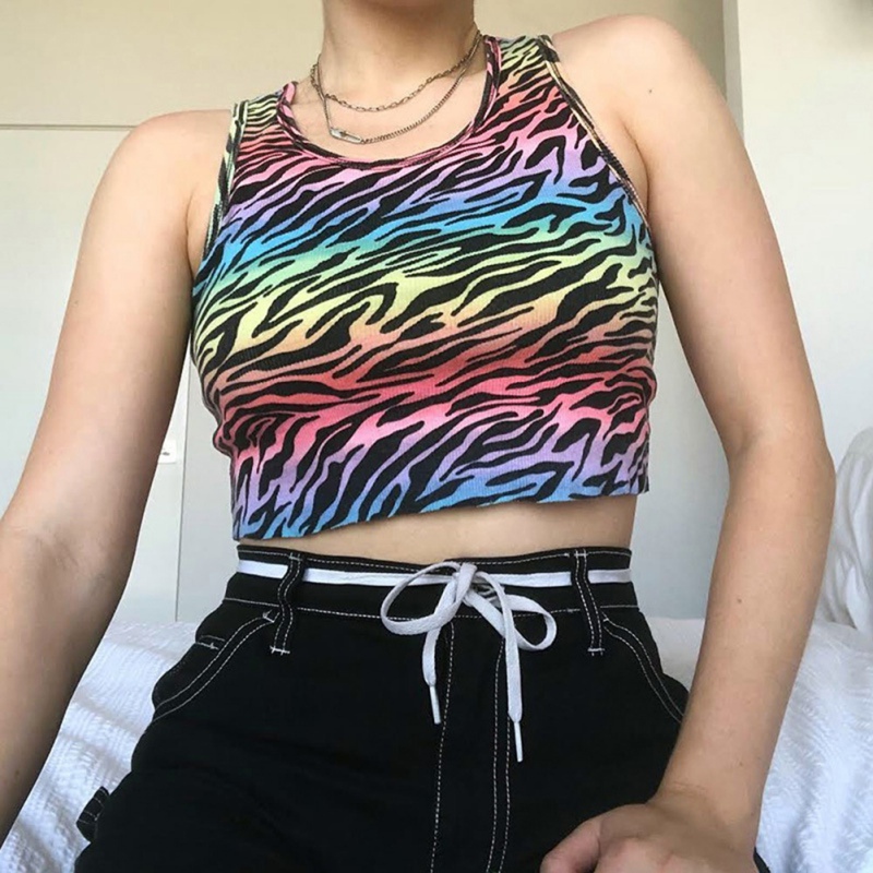 

Women Female Butterfly Print Vest Short Sports Vest Sexy Exposed Navel Camisole For Women New