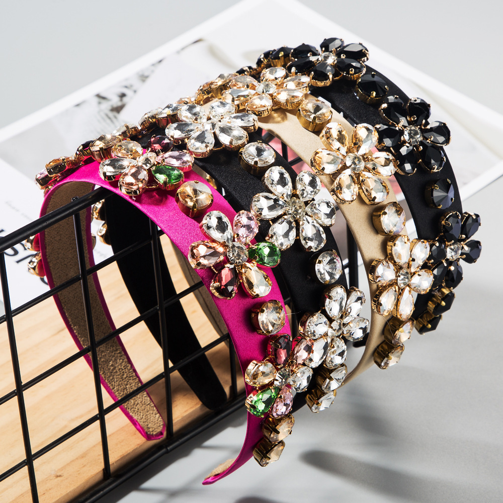 

Baroque hair band temperament ball personality exaggeration Palace geometry glass Diamond full diamond hair accessories bride hair band