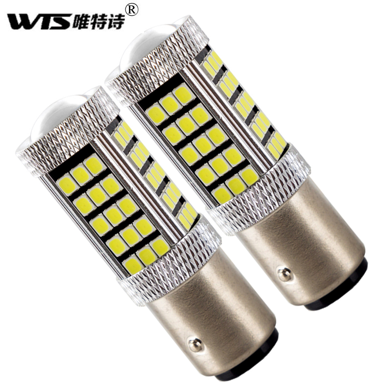 

Wholesale 50pcs/lot 1157 BAY15D 66 SMD 2835 Lens LED Signal Brake light Car Styling White Red DC 12V led tail signal light, As pic
