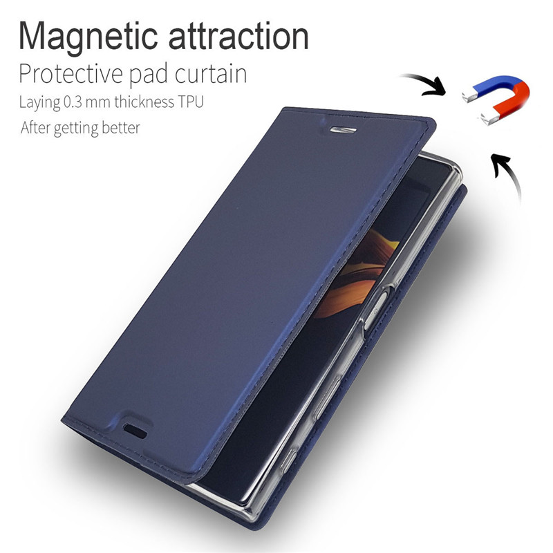 

Leather Flip Wallet Case For Sony Xperia XZ3 XZ1 XZ2 Z5 Compact X XZ Premium XA XA1 Plus XA2 Ultra L2 L1 Magnetic Stand Cover, Rose gold