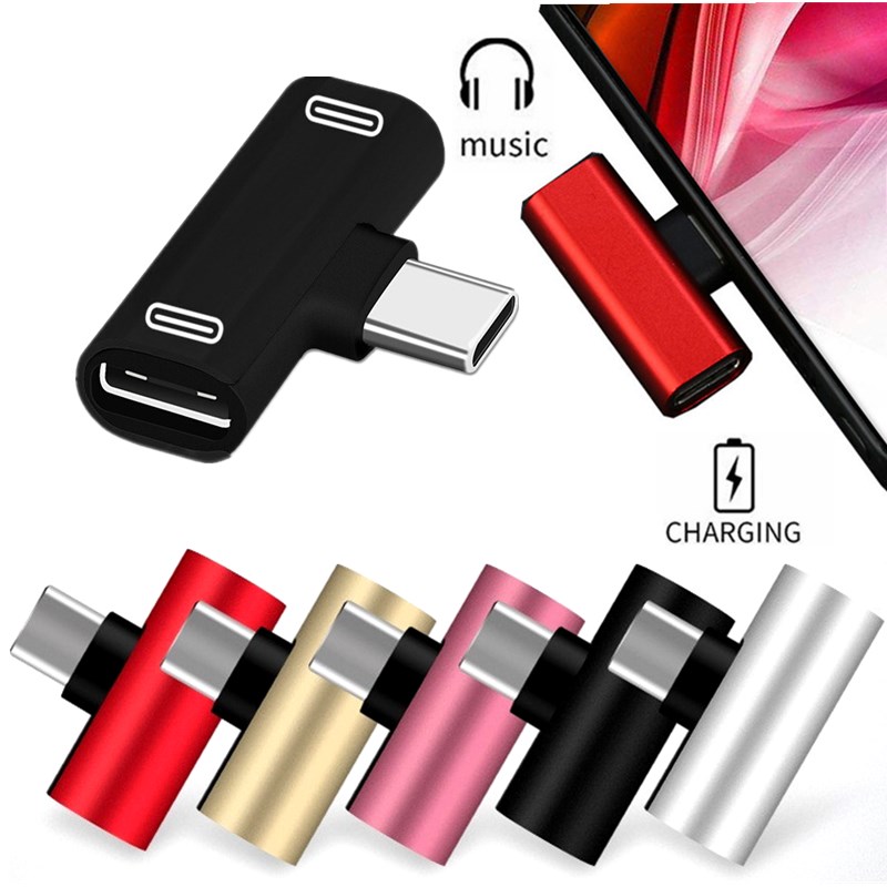 

Type C USB-C Earphone Headphone Audio Charger Adapter Splitter cables For Huawei Xiaomi Samsung, Choose color or mix