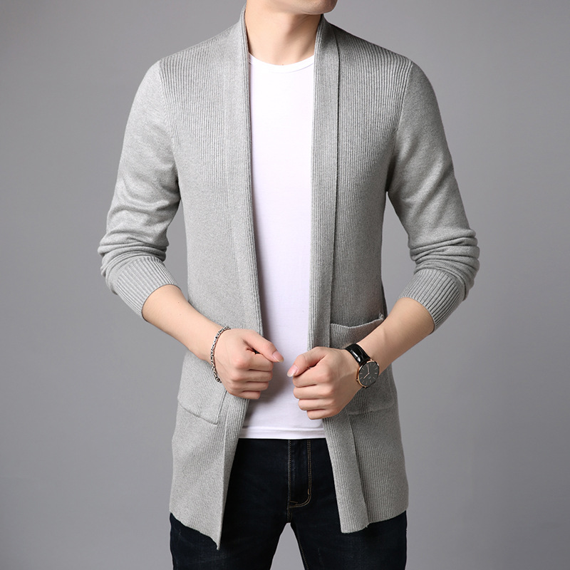 

Thoshine Brand Spring Autumn Men Sweatercoats Solid Color Slim Fit Pockets Male Cardigan Casual Outerwear Sweater coat Knitwear, Black
