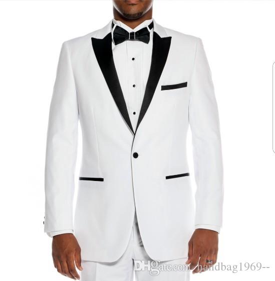 NOUVEAU ARRIVÉRES WHITE GAGNE BLANCHE TUXEDOS HEPPEL HOMME DE POMME DE POMME DE ROBE DE FÊTE DE BLAZER MENS MENDANCES (Veste + Pantalon + Cravate
