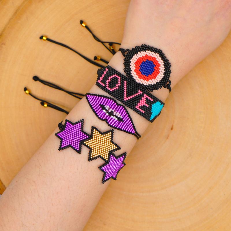 

Charm Bracelets Star Sexy Lips Miyuki Set Turkish Evils Eye Letter LOVE Seed Beads For Women Girl Gift Jewelry Pulsera Mujer