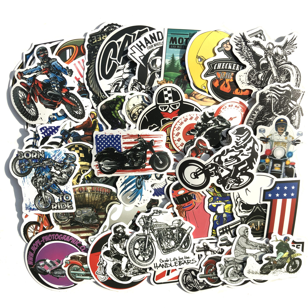 

50 Pcs Mixed small poster Skateboard Stickers Motorcycle Born To Ride For Car Laptop Helmet Stickers Pad Bicycle Bike PS4 Notebook Guitar Pvc Decal, Multi colors