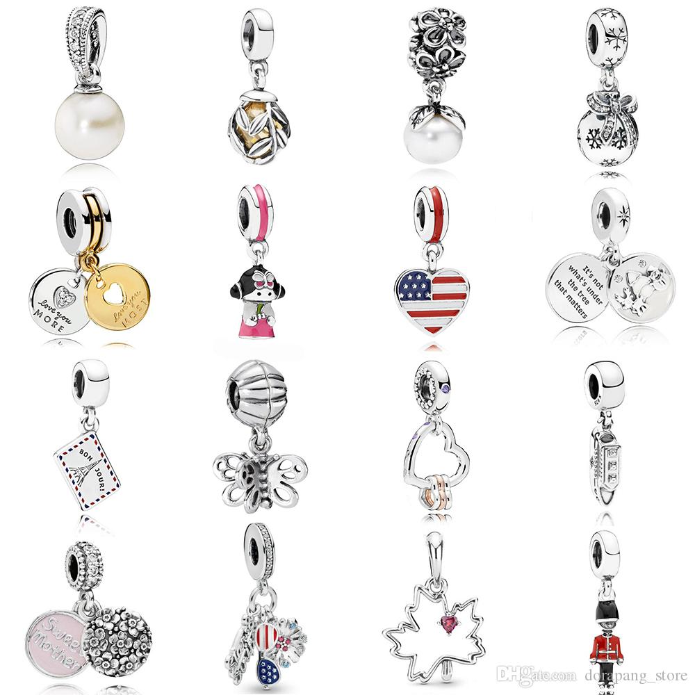 

2019 NEW 100% 925 Sterling Silver pandora Maple Leaf Soldier Butterfly Barbie Charm Pendant For DIY Bracelet Women Original Jewelry Gift