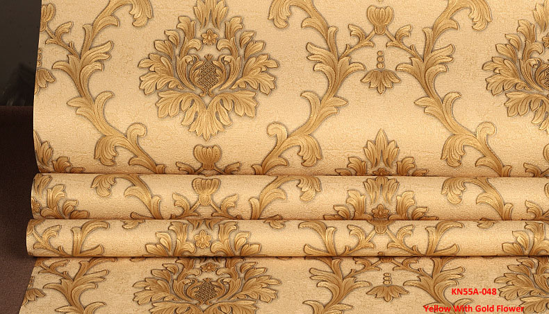 

Yellow With Gold Flower,multiple Color Wall Paper Modern Design Wallpaper Roll Home Decor, As pic