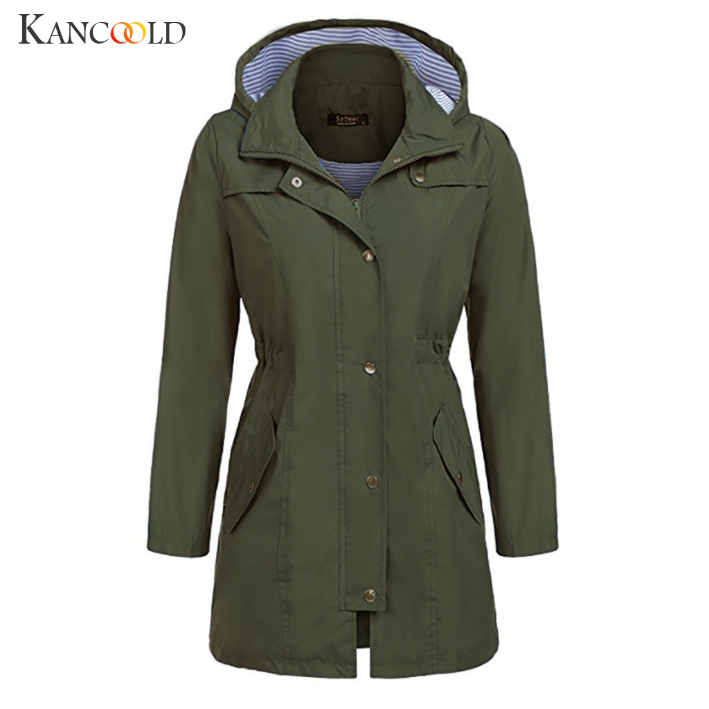 

KANCOOLD coats Women Solid Rain Jacket Outdoor Hoodie Waterproof Hooded Raincoat fashion new woman coats and jackets 2019JUL29, Sky blue