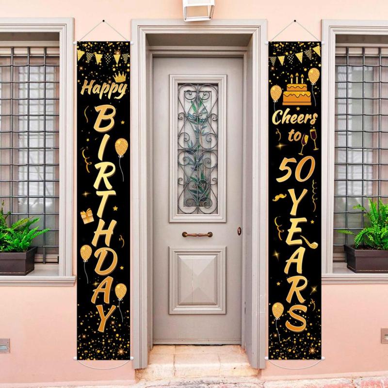 

QIFU 50 Birthday Door Curtain 50th Birthday Party Decorations Adult 50 Years Balloon Anniversary Party Supplies