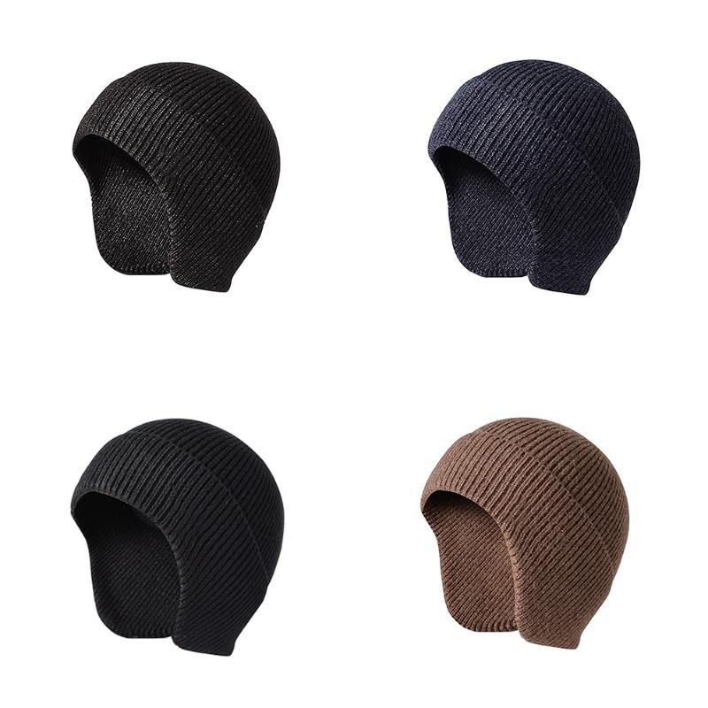 

New Mens Peaked Knit Winter Warm Fleece Lined Cap Hat Beanie Ear Flaps Work Outdoor