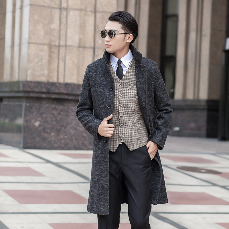 

super large autumn New fashion casual Mens Coat Men high quality winter Slim Single breasted overcoat plus Size S-7XL8XL9XL10XL, Gray