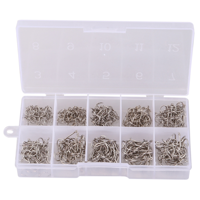 

500Pcs/Box High Carbon Steel Fishing Hooks Mixed Size Jig Hook Fishing Jig