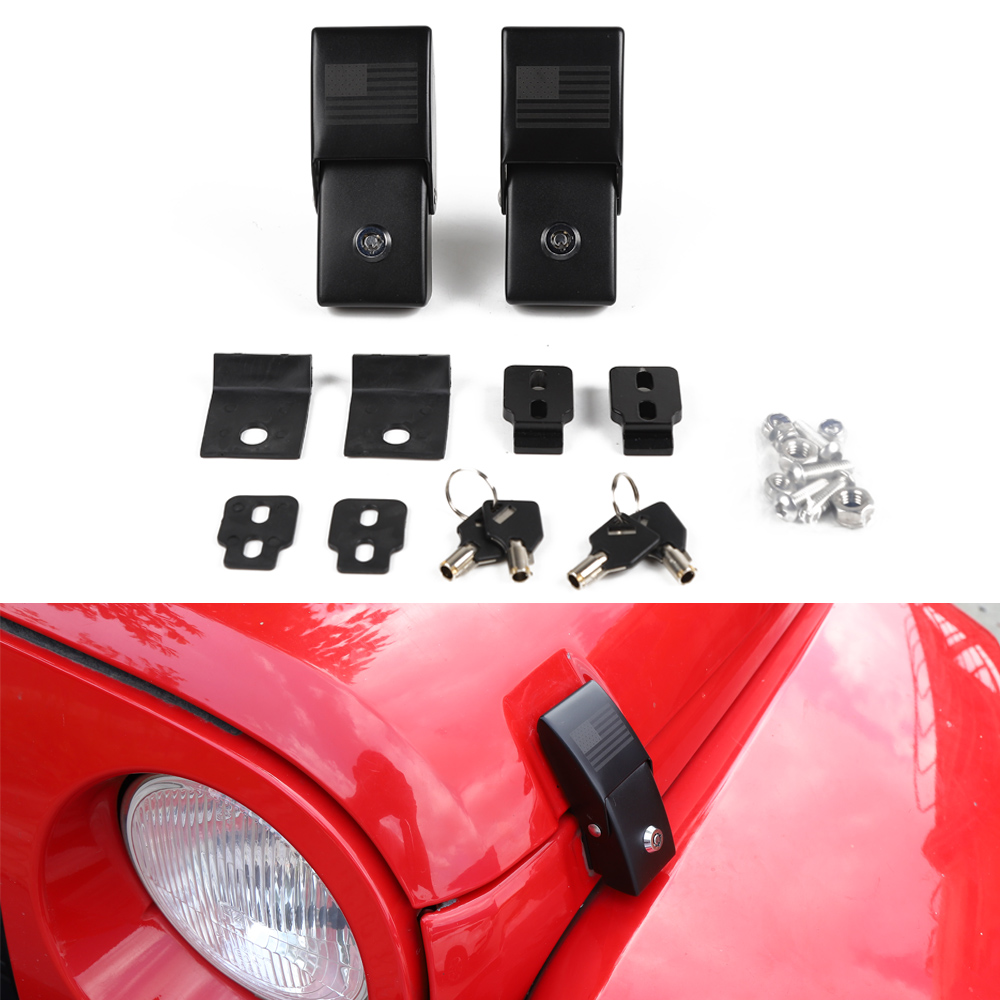 

Black Car Hood Latch Lock Decoration Cover For Jeep Wrangler JL 18+ Exterior Accessories(American flag)