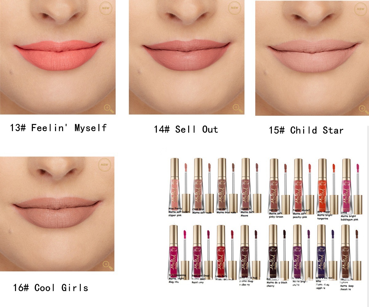

New Melted Matte Liquified Matte Long Wear Lipstick Lip Gloss 7ml/0.23fl.Oz 12 Colors Sell out Queen B FRENCH KISSES