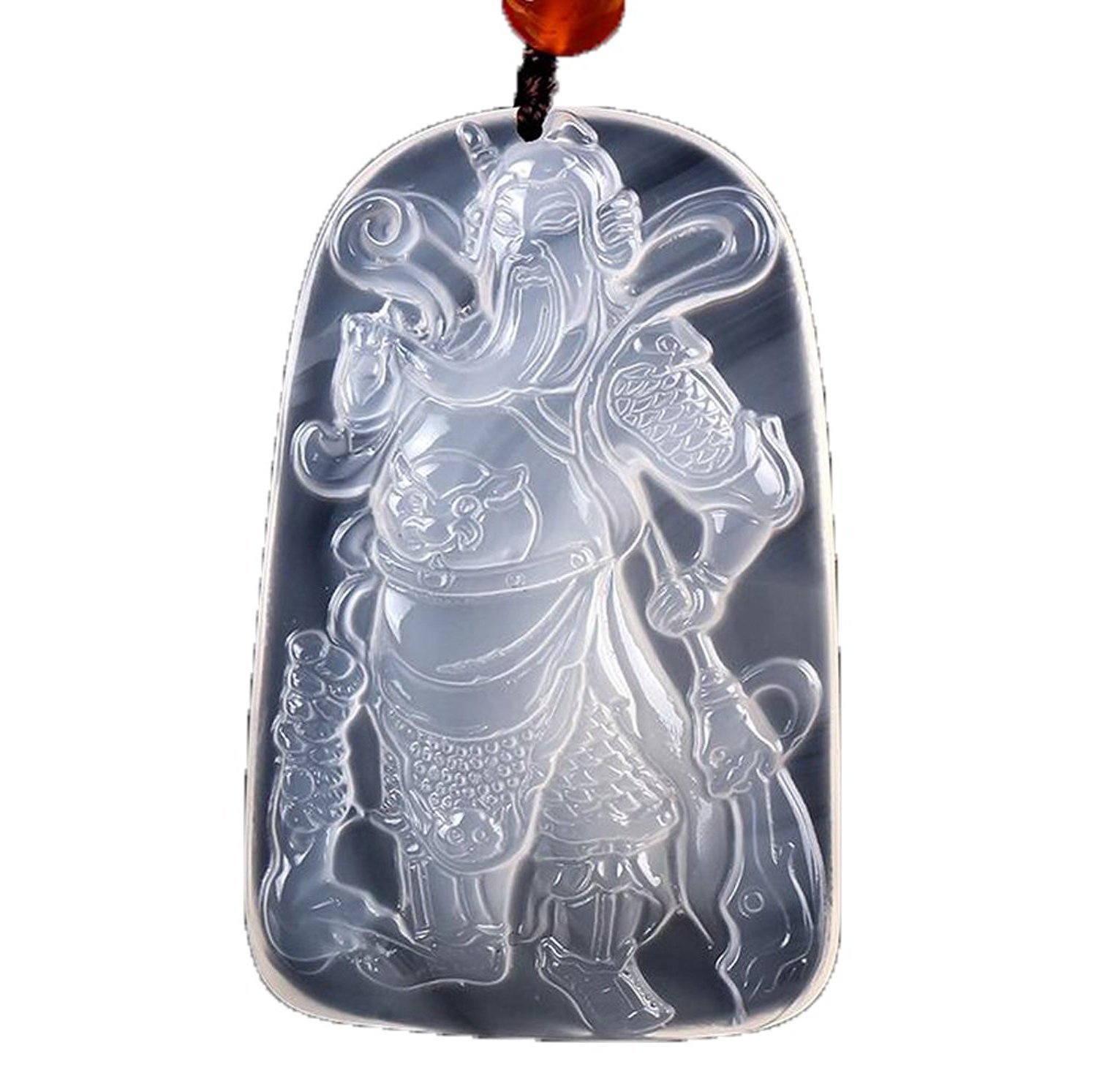 

Fine Jewelry Natural White Agate Stone Necklace & Pendant Guan Gong Men Fashion Hoker Necklace Pendant Free Shipping, Silver