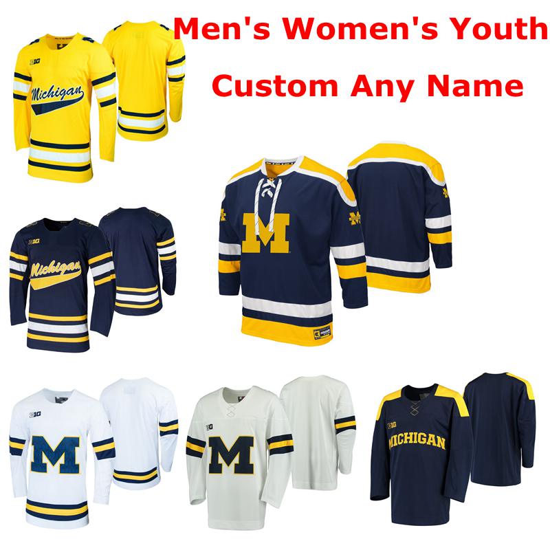 

Michigan Wolverines College Ice Hockey Jerseys Mens Nick Blankenburg Jersey Eric Ciccolini Raabe Pastujov Jacob Hayhurst Custom Stitched, Men's white black