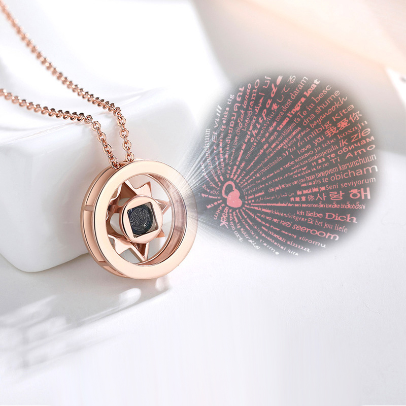 

100 languages I love you project love memory female compass Necklace