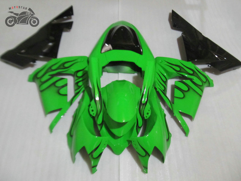 

Free Custom aftermarket fairing kits for Kawasaki Ninja ZX10R 2004 2005 black flames black fairings kits ZX-10R 04 05 ZX 10R 04-05, Same as the picture