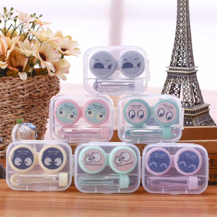

Plastic Contact Lens Case Cartoon Pet Printed Container Transparent Pocket Contact Lens Case Holder Makeup Case F0045