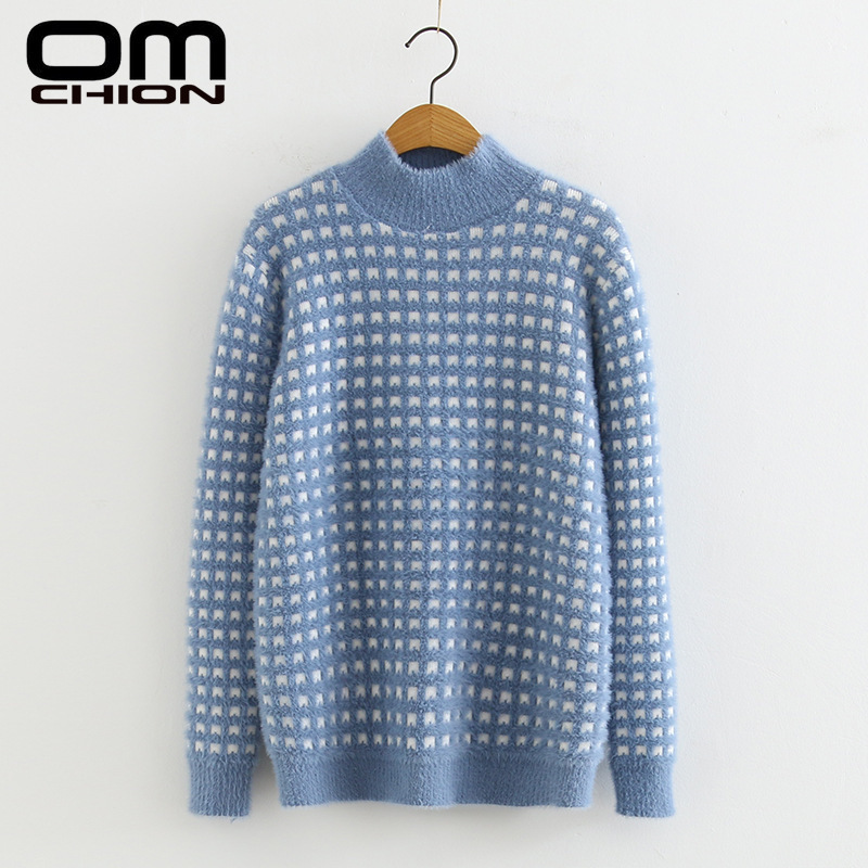 

OMCHION Sueter Feminino 2019 Korean Style Women Polka Dot Mohair Sweater Casual Loose Vintage Winter Pullover Autumn Tops LMY238, Beige