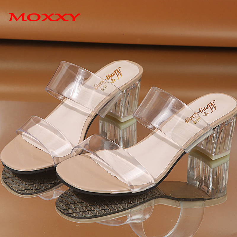 

2020 Clear Heels Slippers Women Sandals Summer Shoes Woman Transparent Shoes High Heels Pumps Wedding Jelly Sandals buty damskie, Beige