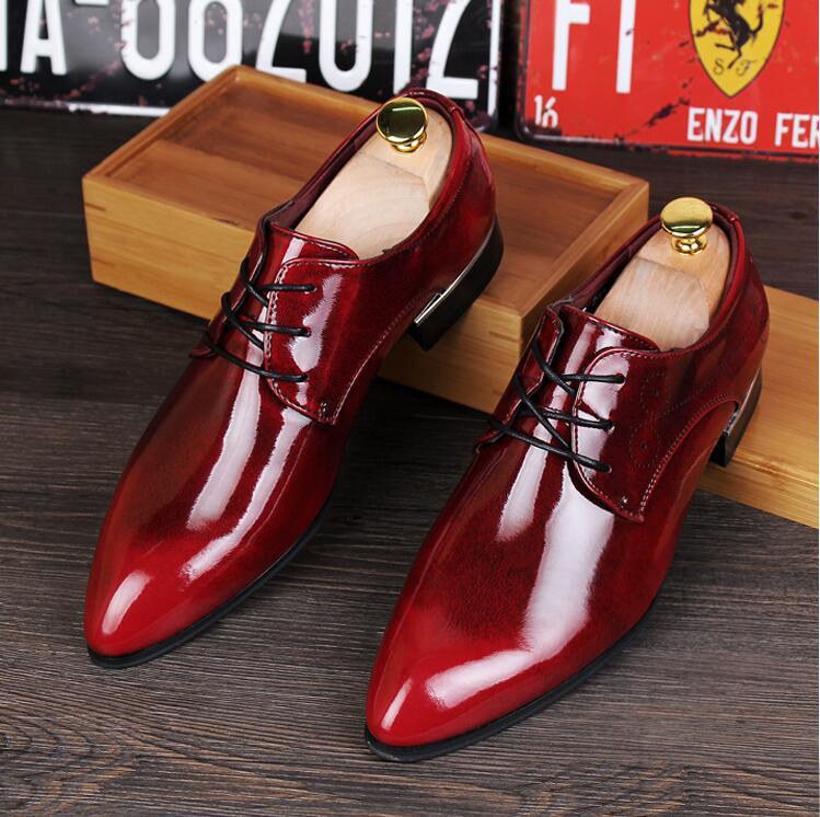 

Hot Sale-ent Leather Shoes Fashion Designer Wedding Shoes Size 38-45 Black Leather Soft Man Dress Shoes