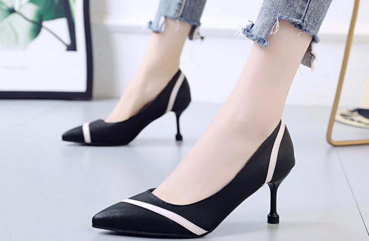 

2019 Women's shoes in Spring and Autumn with New style High heel fine heel pointed end @HHHHH41266, Black
