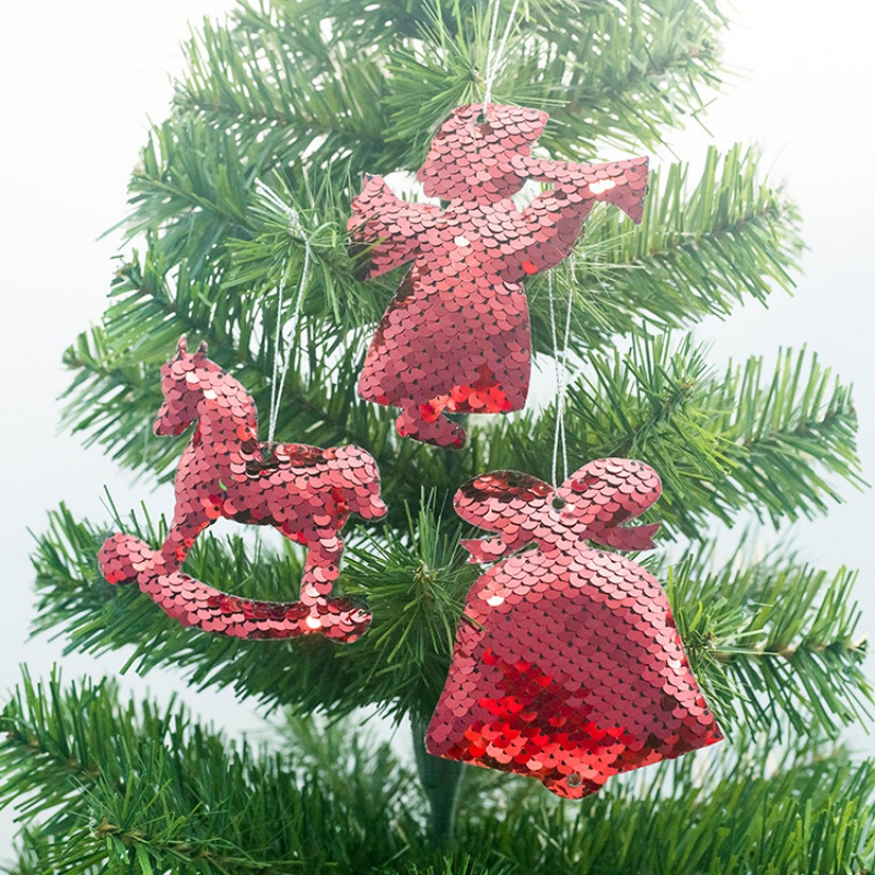 

Christmas Tree Hanging Decorations 3 PCS Sequins Christmas Pendants Drop Ornaments Holiday Decoration Supplies