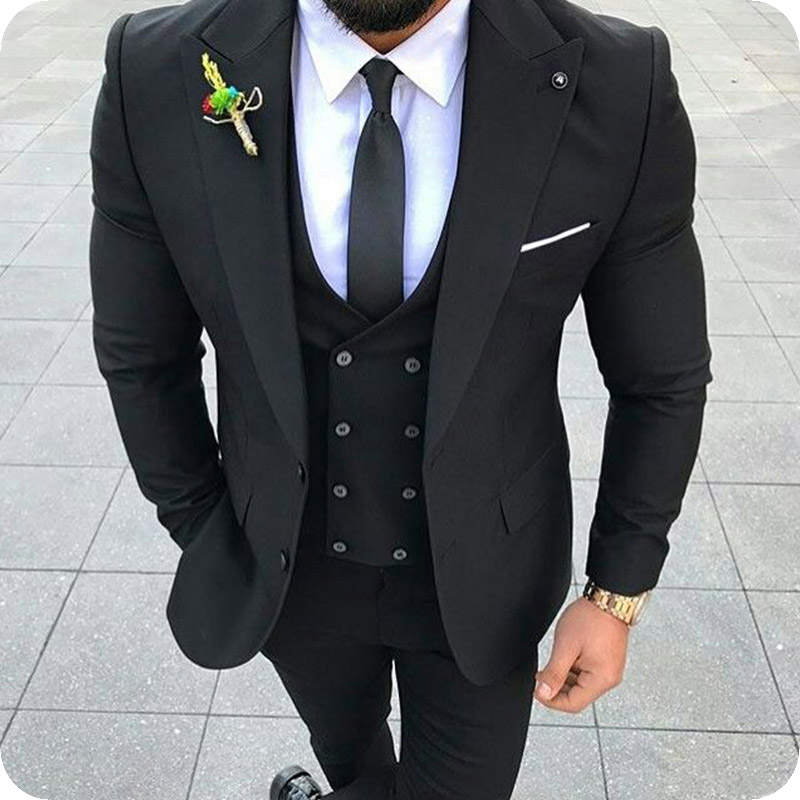 

Custom Made Black Men Suits Slim Fit Formal Double Breasted Costume Marriage Homme Groom Wear Prom Dress Tuxedos 3Pieces Blazer Jacket Men, Same as image