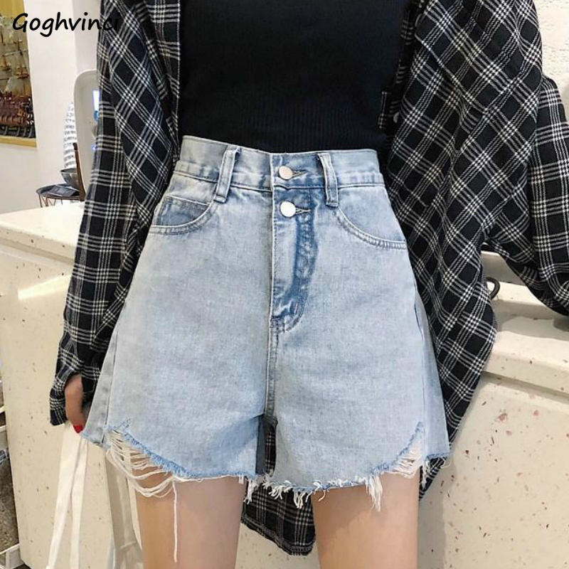 

Shorts Women Fur-lined Hole Loose All-match Fashion Students Street Style Denim High Waist Girls Summer New Hot Sale Simple Ins, A grey