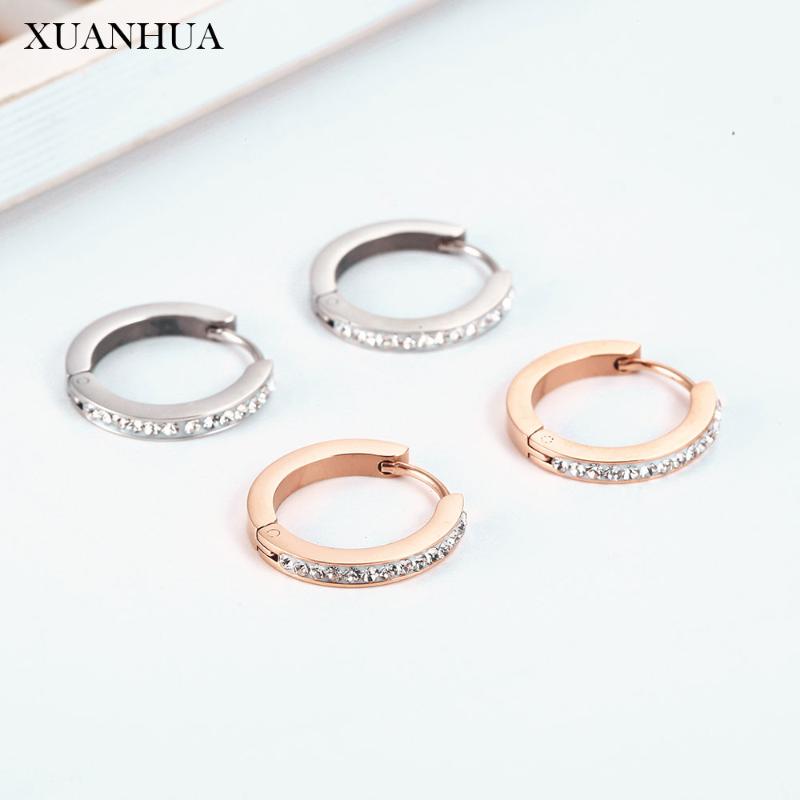 

XUANHUA Rose Gold Hoop Earrings For Women Jewelry Accessories Bohemian Stainless Steel Jewelry Woman 2020