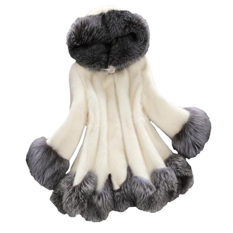 

High Quality Ladies Coats Large Size 5XL Faux Fur Mink Hooded Warm Jacket Ladies Long Paragraph Slim Hooded Fur Coat