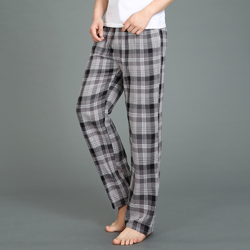 

2020 Spring High-end Men 100%Cotton sleep bottoms Male plus size nighty trousers Men Casual Loosen Plaid pajama pants XXL 100KGS
