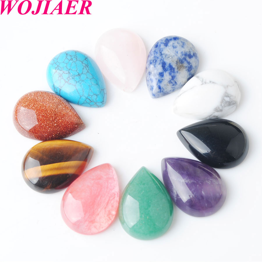 No Holes Cabochon Waterdrop Teardrop Chakra Beads 12pcs 15X30mm CAB Healing Beads Crystal Quartz Stone Random Color Wholesale for Jewelry Making
