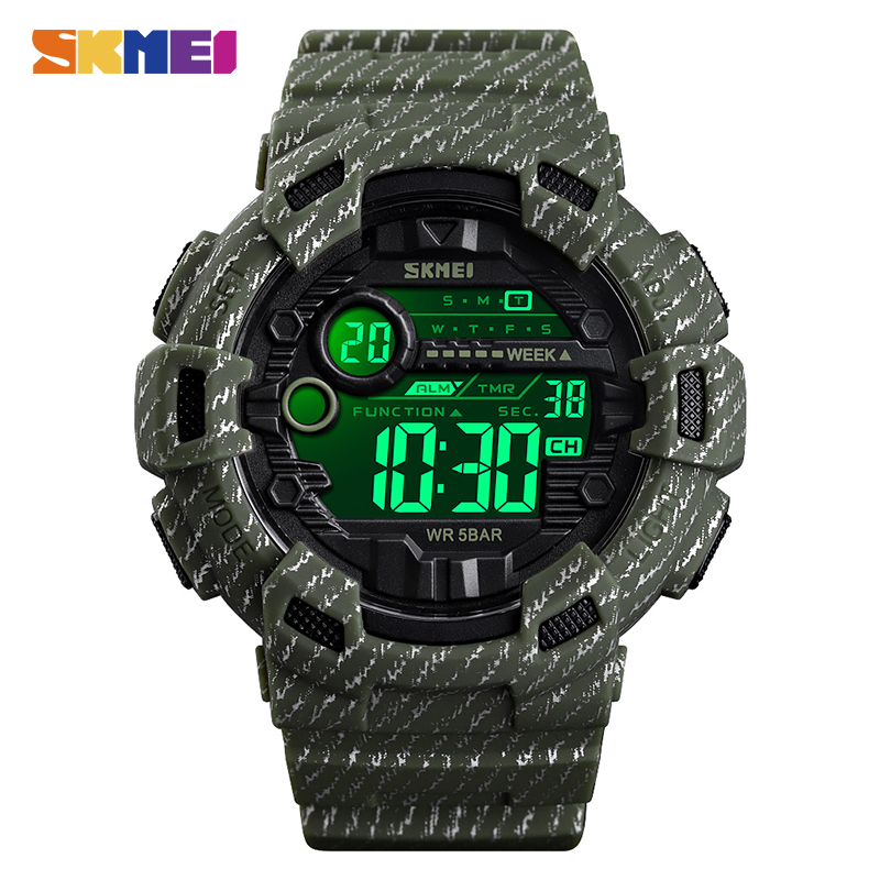 

SKMEI 2019 Waterproof Luminous Digital Watch Outdoor Military Cowboy Sports Men Wristwatch Relogio Masculino reloj hombre 1472 LY191216, Gray