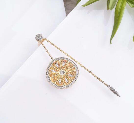 

jewelry S925 sterling silver needle earrings orange shape Single Dangle earrings for women hot fashion