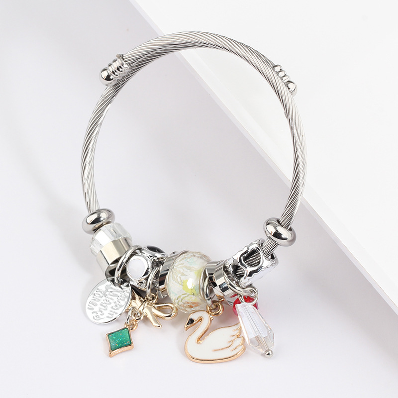 

Bangle Women's Bracelet Silver Chain DIY Color Crystal Beads Female And Jewelry Valentine's Day Gift
