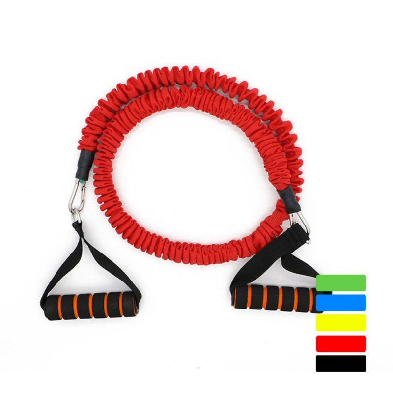 

High Quality Spring Pull Rope Cable Bar Gym Workout Home Elastic String Foam Handle Yoga Fitness Equipment Practical Sports Gear, Red