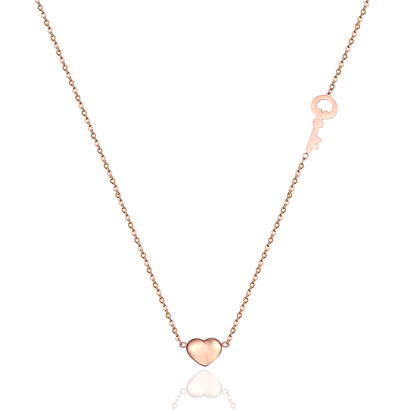 

Fashion Tiny Heart Dainty Initial Personalized key Necklace Long chain Women on neck Chocker Pendant Jewelry Accessories gifts