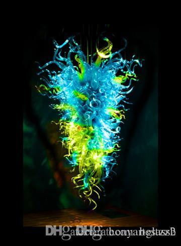 

Free Shipping 100% Mouth Blown Borosilicate Luxury Led Lighting Murano Glass Art Modern Decor Blue and Green Pendant Lamps