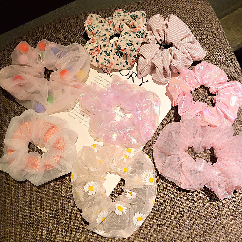 

All Pink Series Scrunchie Set Women Girls Sweet Bright Print Elastic Hair Rubber Bands Ponytail Holder Fashion Hair Accessories
