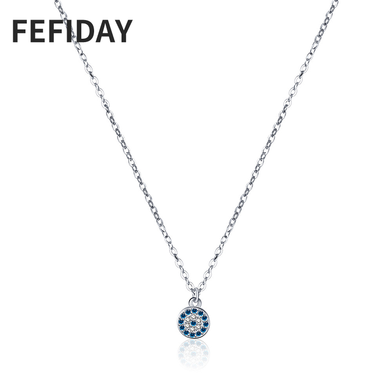

FEFIDAY Blue Stone Custom Chain Crystal Pendant Choker Evil Eye Necklace Female Woman Fashion Pendants Necklaces For Women