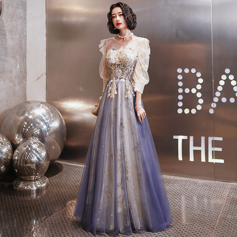 

New Full Length Long Sleeve Female 2020 Fashion Stage Show Performance Dress Woman Spring Summer Sexy Beach Maxi Mesh Dresses