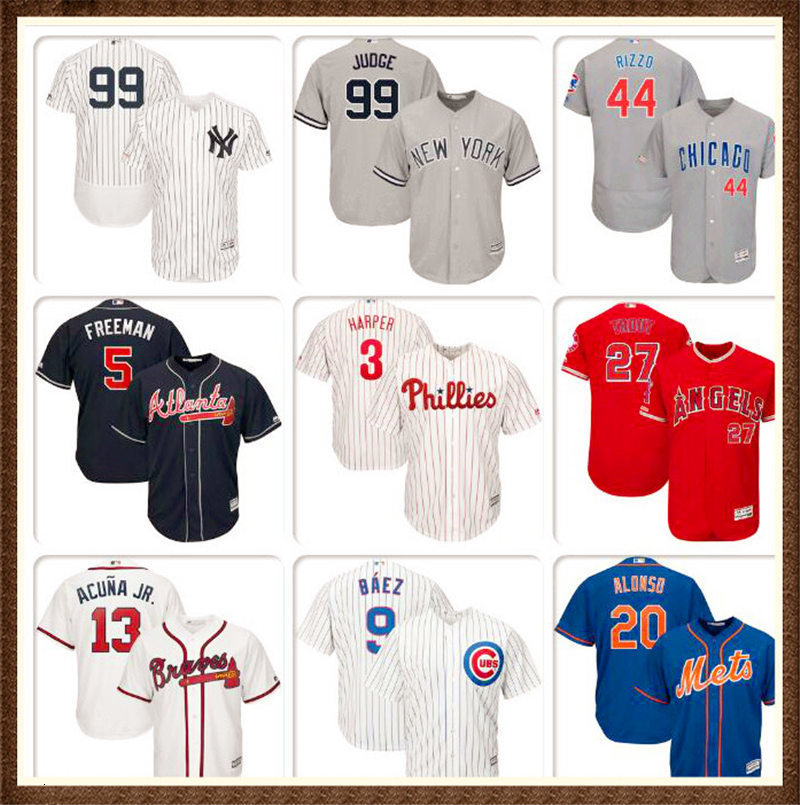 

Mens Baseball Jersey Javier Baez Anthony Rizzo Ronald Acuna Jr. Bryce Harper Mike Trout Aaron Judge cool flex base jerseys Albert Pujols, Brown