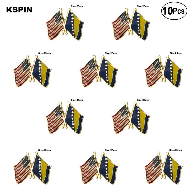 U.S.A. & Bosnia Lapel Pin Flag badge Brooch Pins Badges 10Pcs a Lot