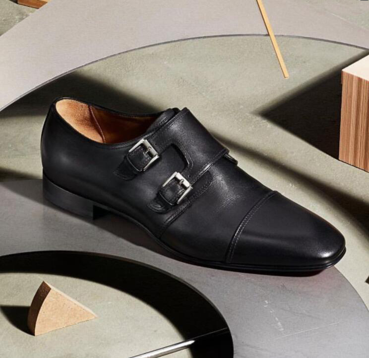 

luxury designer red bottom mortimer flat coffee,black leather monk strap loafers shoes gentleman business,party wedding perfect gift Black