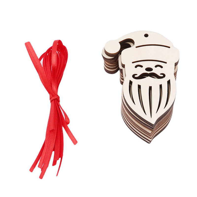 

20PCS/ Lot Snowflake Star Santa Claus Boots Bells Christmas Tree Hanging Wooden Ornaments Party Christmas Decorations